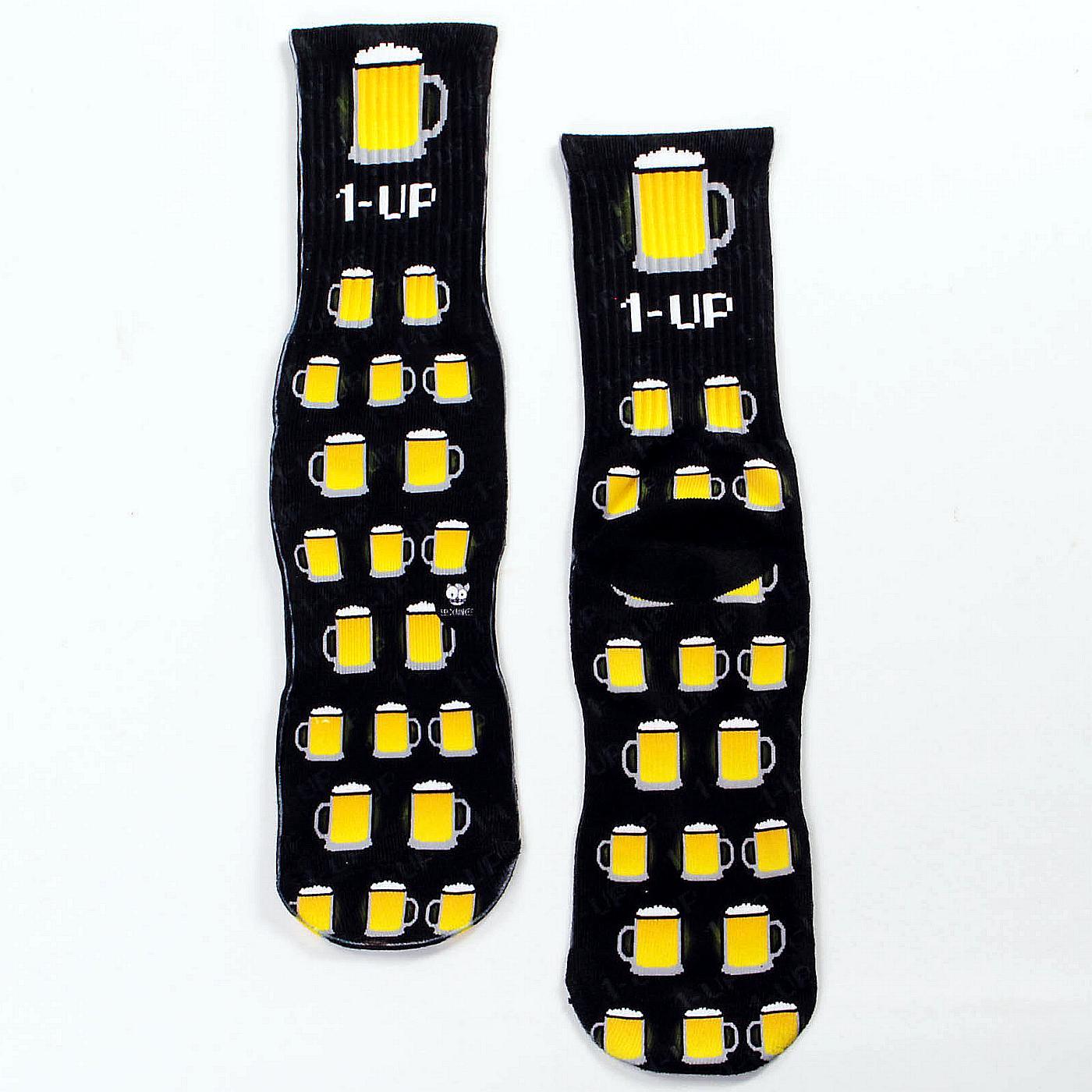 1 Up Beer Video Game Socks - Sock Junkee